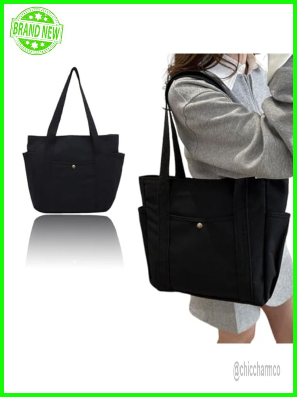 Large Canvas Tote Bag for Women with Compartments Crossbody Purse Work